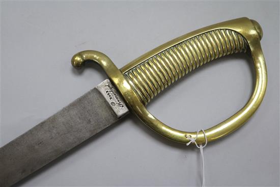 A French 1816 pattern Infantry sword, stamped H & R.B Remscheid